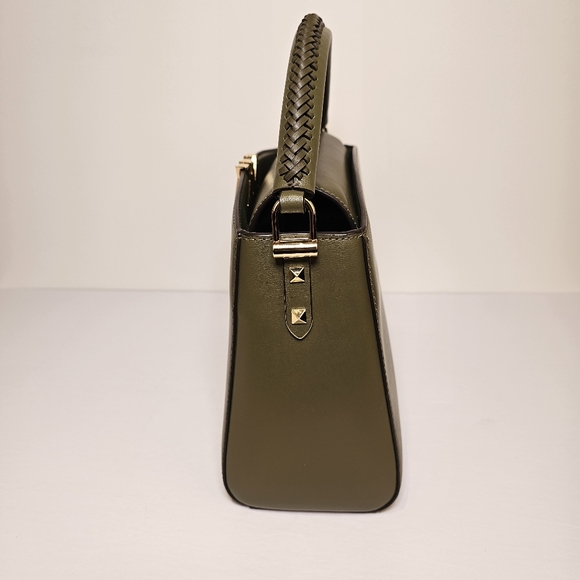 Michael Kors medium Karlie crossbody satchel olive leather gold hardware bag - Picture 4 of 14